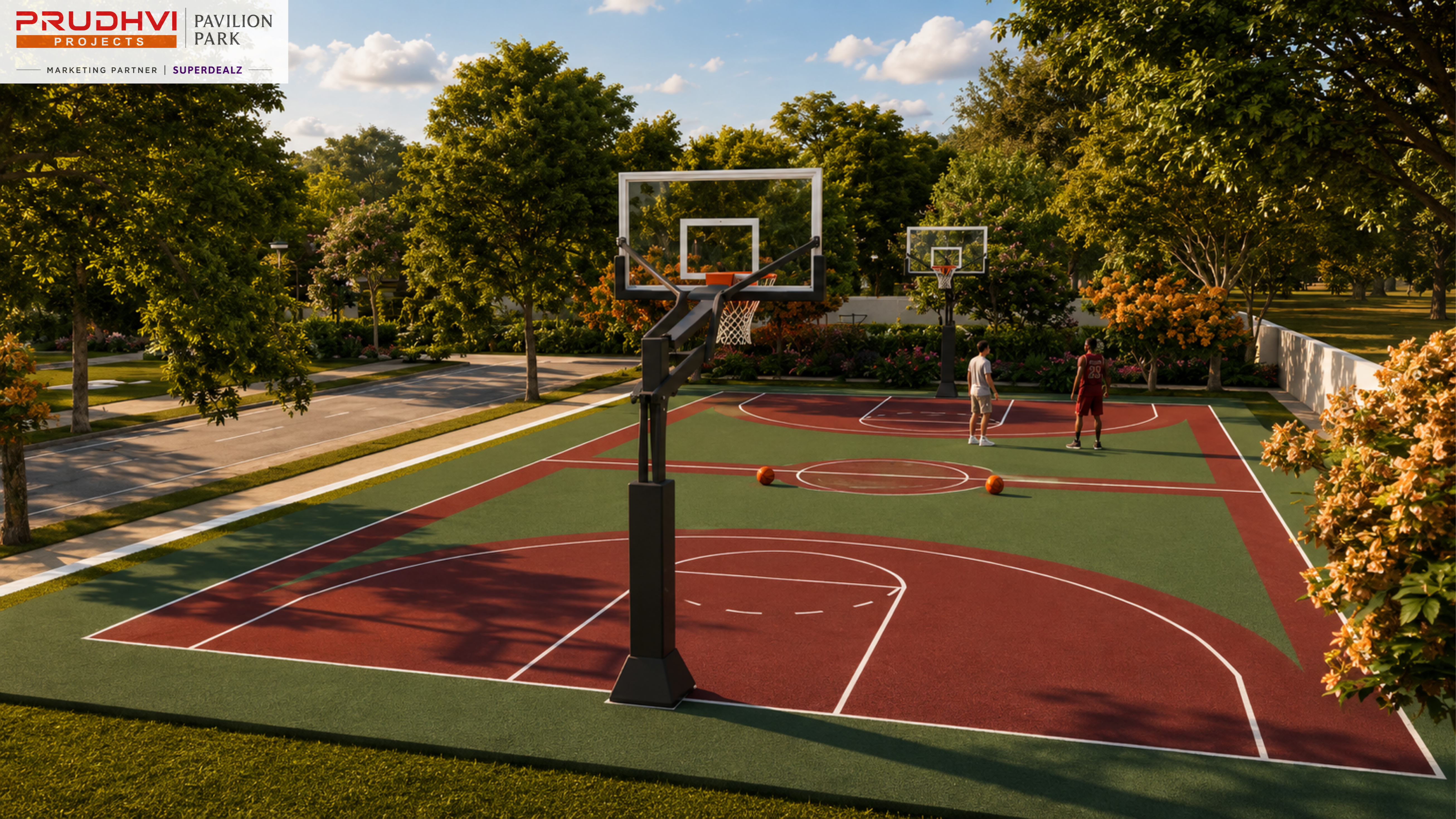 Pavilion Park basketball court — 3D render